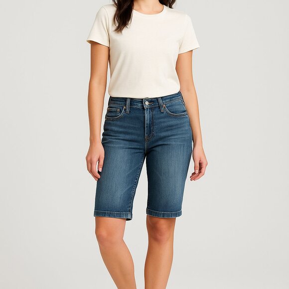 Levi's, Capri Stretch Denim Shorts, Sz 6 - Picture 1 of 10